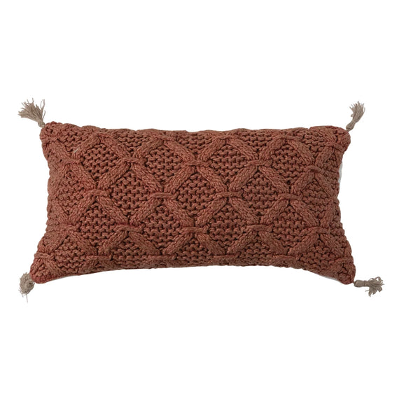 Rust Knit Slub Lumbar Pillow