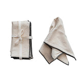 Natural w/ Black Stitched Edge Napkin Set