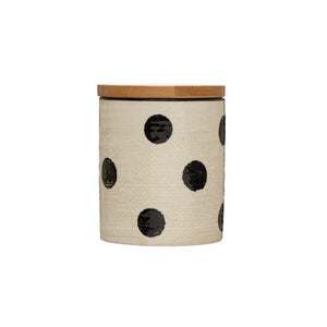 Linen-Textured Stoneware Dotted Canister