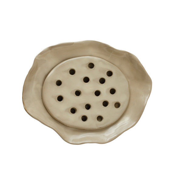 Reactive-Glazed Stoneware Soap Dish