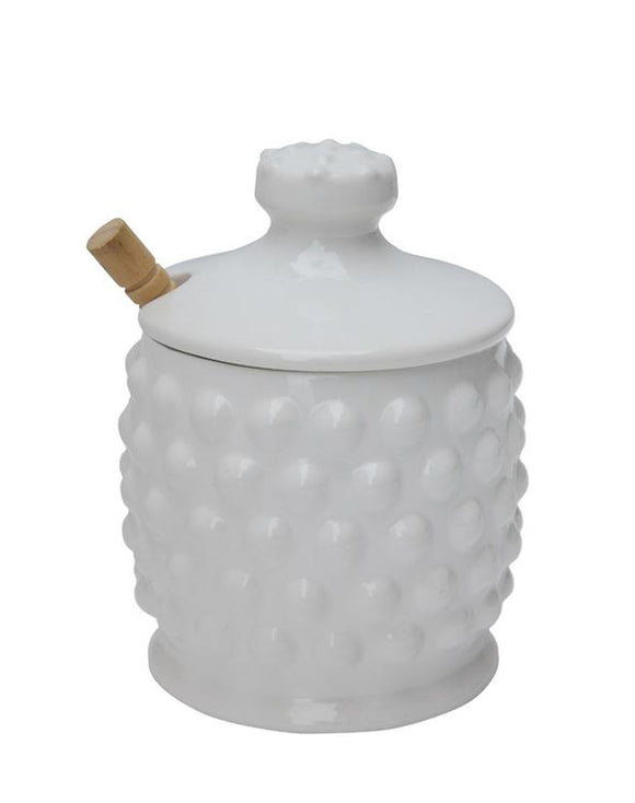 Hobnail Honey Jar w/ Dipper