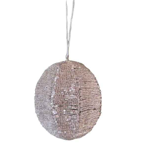 Silver Glass Bead Ball Ornament