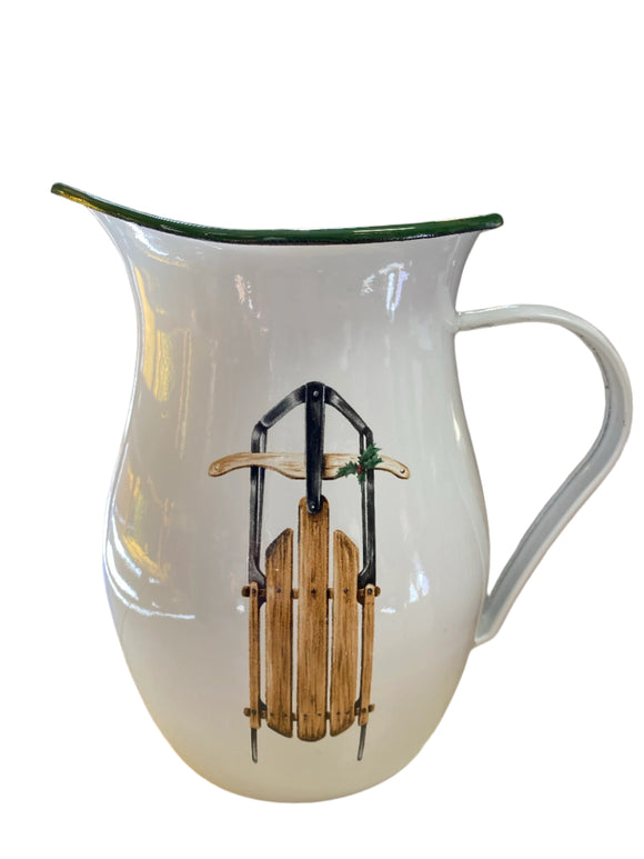 Enamel Pitcher w/ Sled Graphic