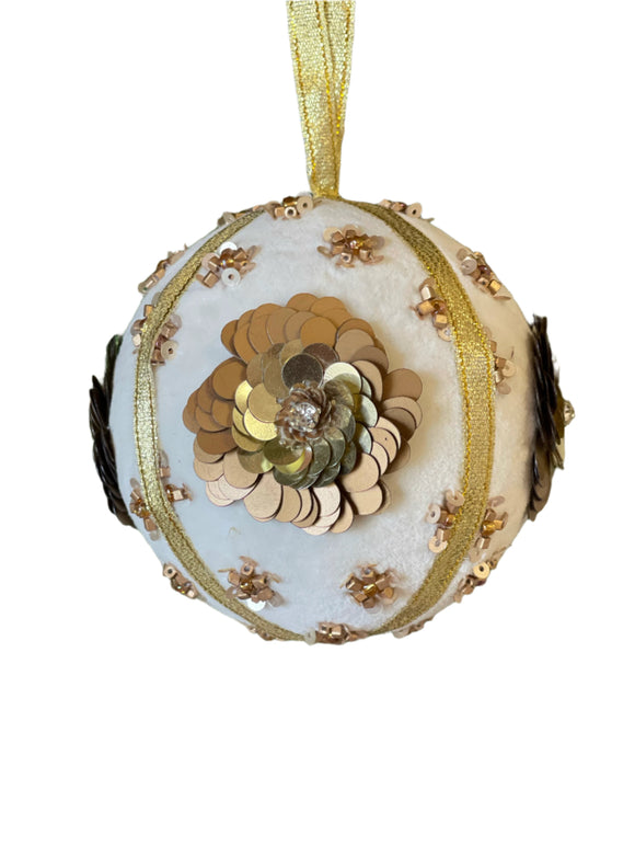 Round Fabric, Glass, & Sequins Ornament