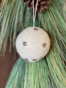 Felt Ball Ornament w/ Silver Beading