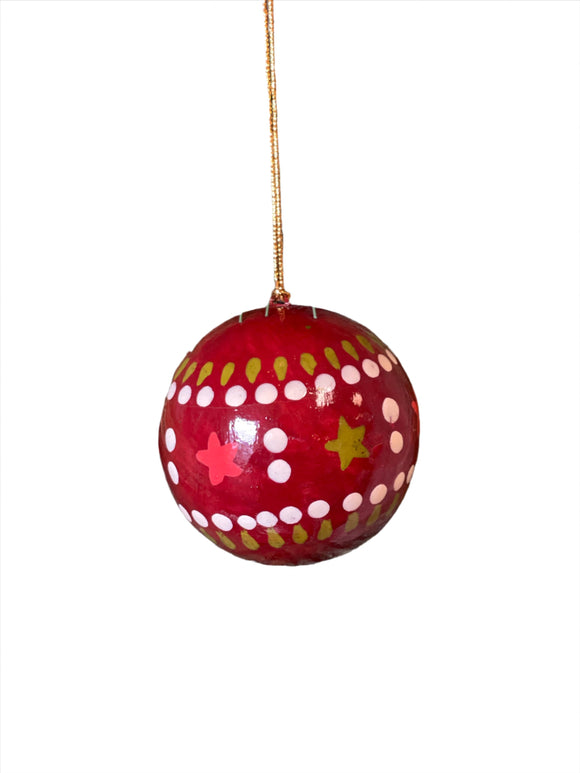 Red Hand-Painted Paper Mache Ornament