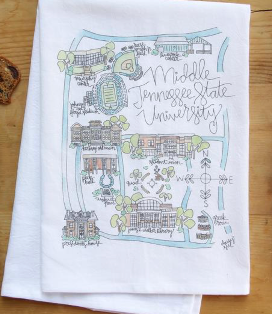 MTSU Map Tea Towel – The Gentleman's Stache, DBA Mercantile 1858