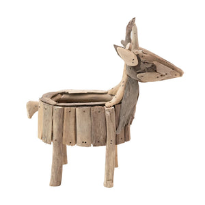 Small Handmade Driftwood Deer Planter