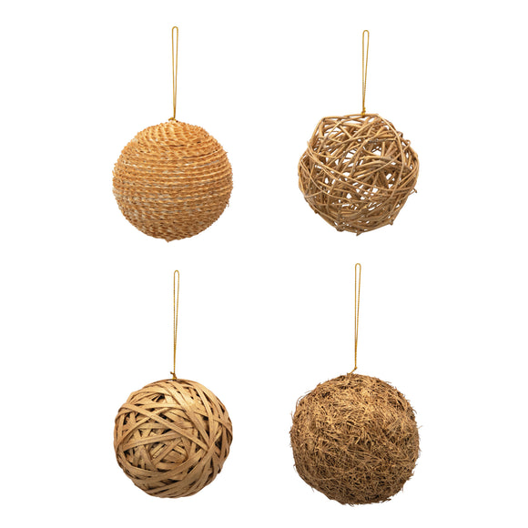 Hand-Woven Dried Fiber Ball Ornament