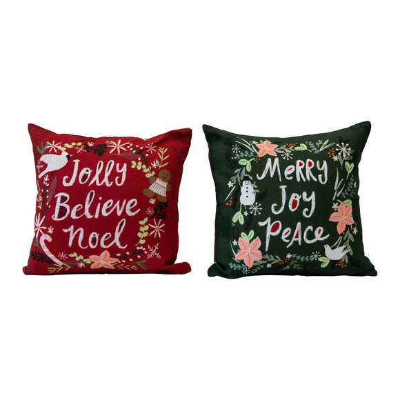 Holiday Sentiment & Plaid Pillow