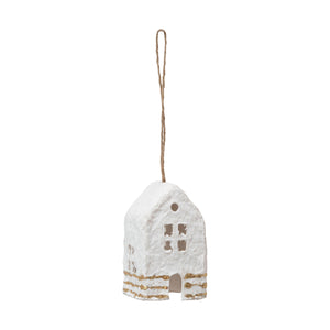 Handmade Paper Mache House Ornament