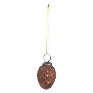 Rust Embossed Glass Pinecone Ornament