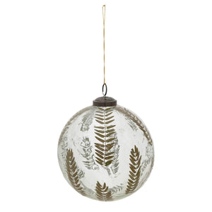 Hand-Blown Glass Ball Ornament w/ Embedded Botanical