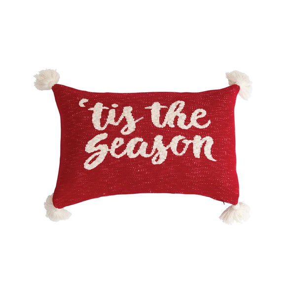 Red & Cream Tis The Season Lumbar Pillow