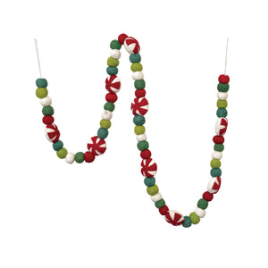 Felt Ball & Peppermint  Garland