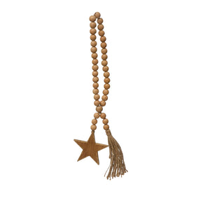 Wood Bead Decor w/ Star & Tassel