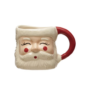 Vintage-Inspired Stoneware Santa Mug