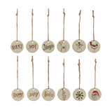 Round Stoneware Tag Ornament w/ Holiday Sentiment